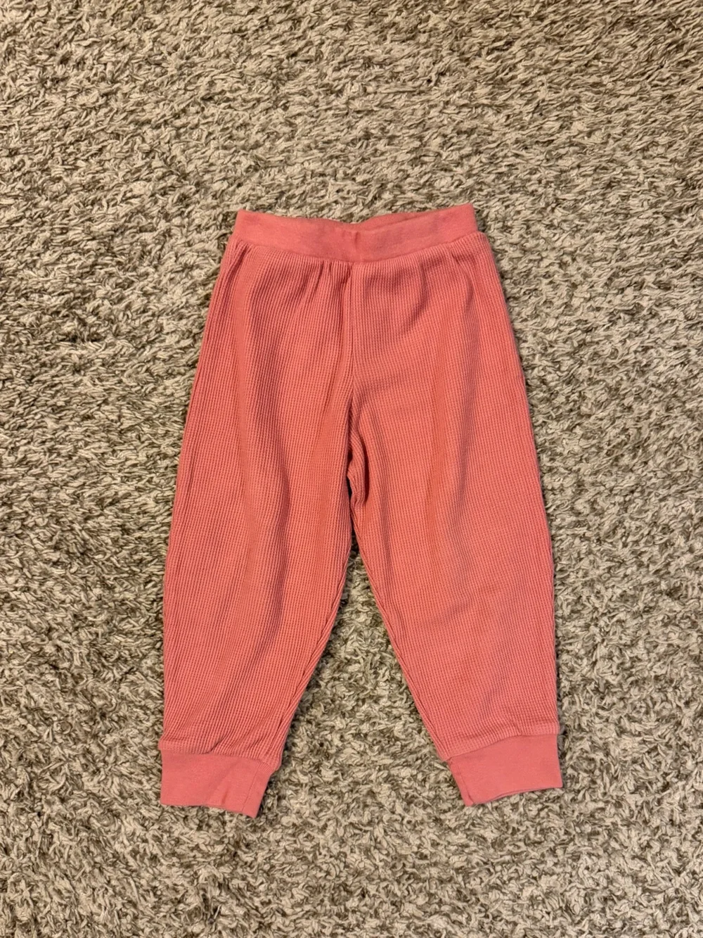 Kids Coral Waffle Jogger Set - Cozy Sweatshirt & Sweatpants